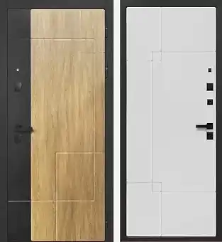 Умная дверь SMART 3 Сатин  черный, Дуб мадейра янтарь / Эмалит серый