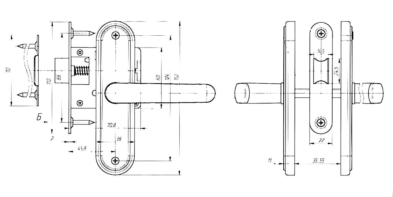 Защелка Absolyute (Абсолют) врезная ЗЩ1-45А (бронза) 