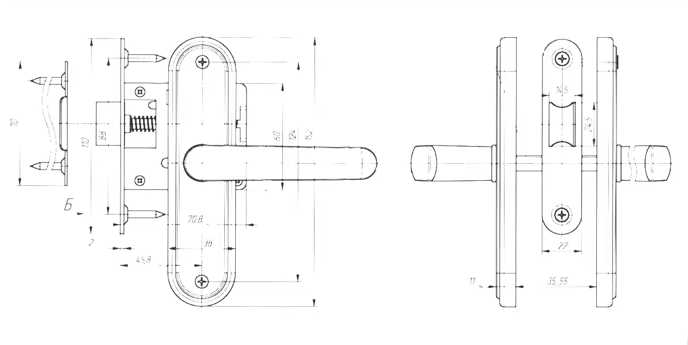 Защелка Absolyute (Абсолют) врезная ЗЩ1-45А (черный) 